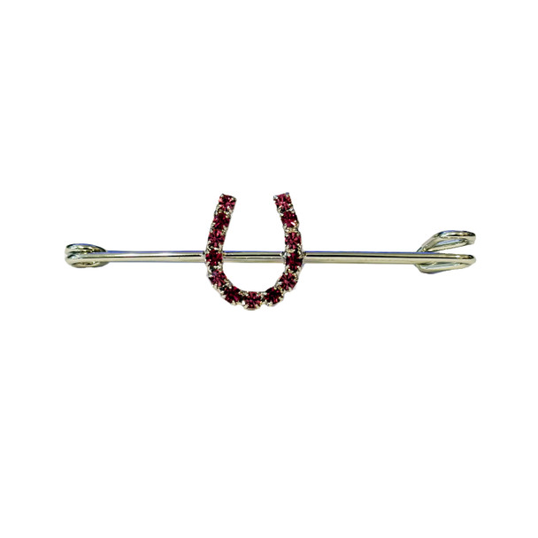 Finishing Touch Stock Pin, Pink2-Tone Rhinestone Horseshoe, Silver.