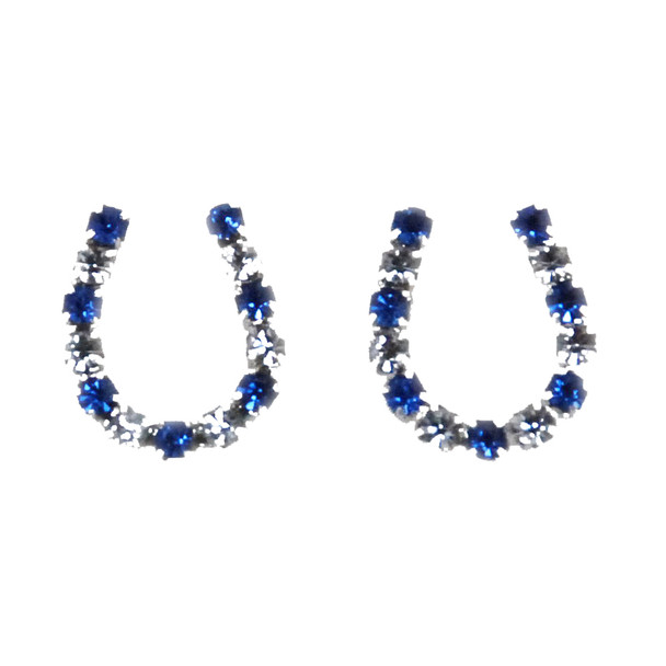 Finishing Touch Sapphire & Crystal Rhinestone Horseshoe Earring, Silver