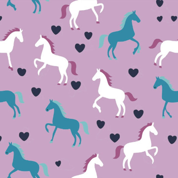 EquiStar Pony Hearts Kids Crew Socks, Lilac.