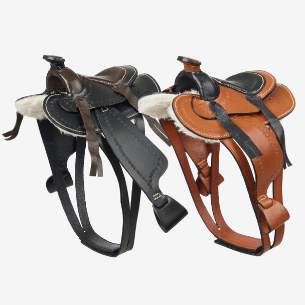 LeMieux Toy Pony Western Saddle, Black & Tan.
