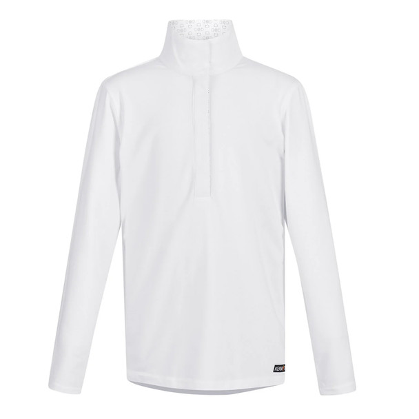 Kerrits Kids Encore Long Sleeve Show Shirt, White / Bit of Luck Trim 