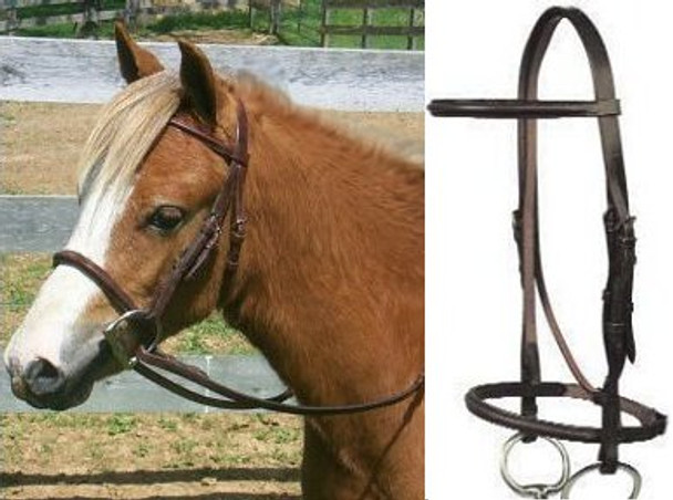 McBride Plain Raised Bridle, English Leather, Black Pony Size Only