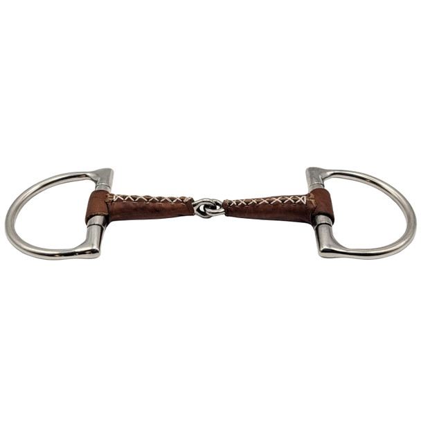 Pandaponyium D Ring Leather Covered Single Joint Snaffle Bit