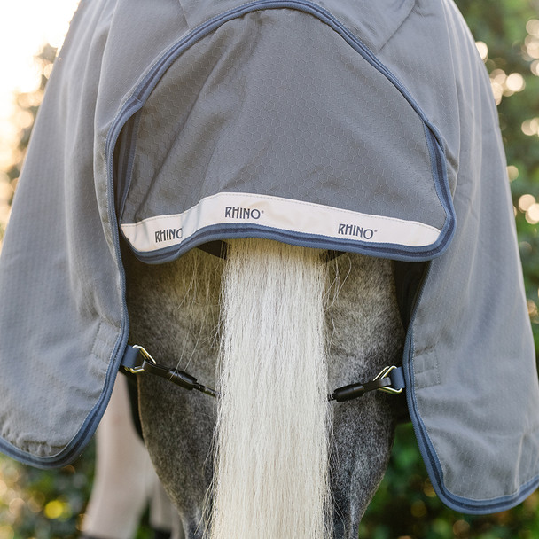 Rhino HexStop Pony Plus Medium Turnout Vari-Layer Blanket, 250g, Grey/Indigo & Navy, Sizes 60"-69"
