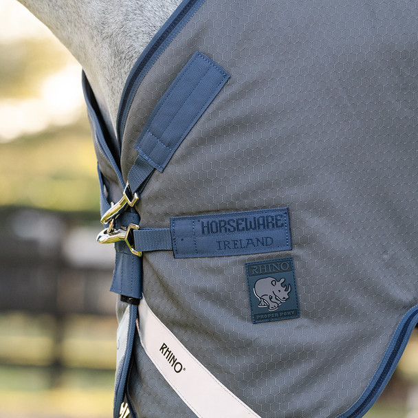 Rhino HexStop Pony Plus Medium Turnout Vari-Layer Blanket, 250g, Grey/Indigo & Navy, Sizes 60"-69"