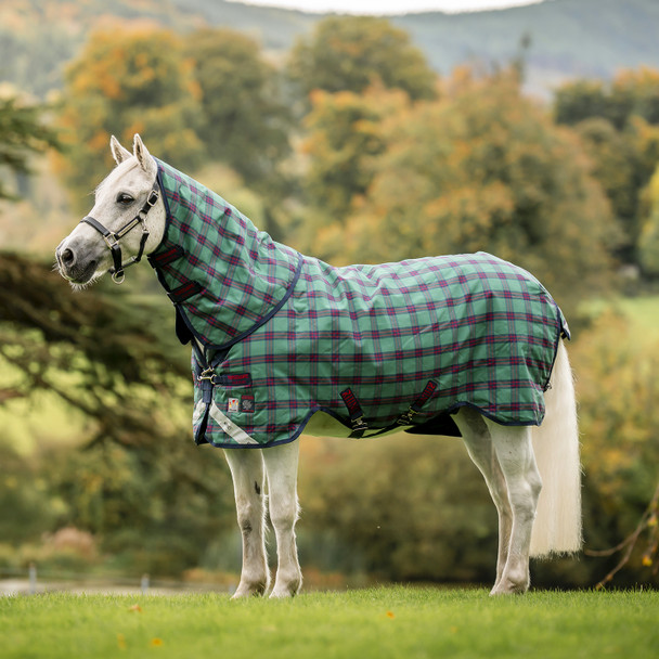 Rhino Plus Pony Medium Turnout, 250g, Limited Edition Green Check/Navy Red, 51"-66"