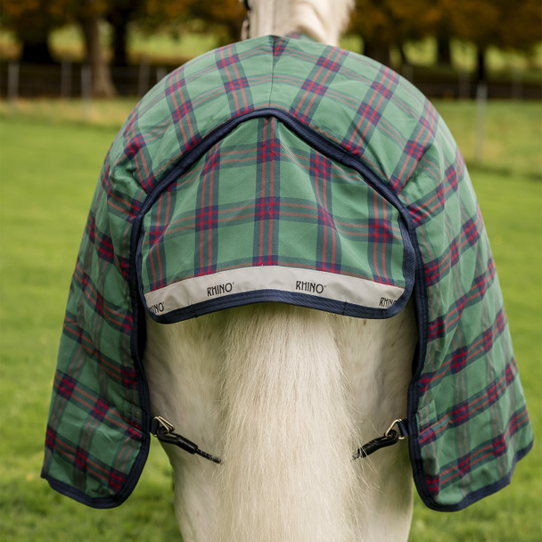 Rhino Plus Pony Medium Turnout, 250g, tail flap and wipe-free tail cord.