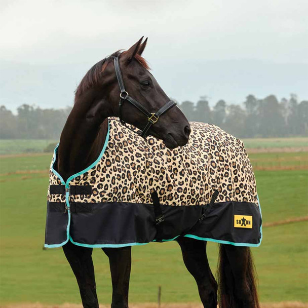 Saxon Defiant 600D Medium Turnout, Leopard Print.