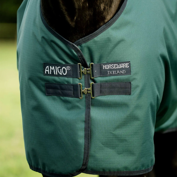 Amigo Ripstop 900D Pony Turnout Blanket, 100g, Dynasty Green/Navy & Silver, 45" - 69".