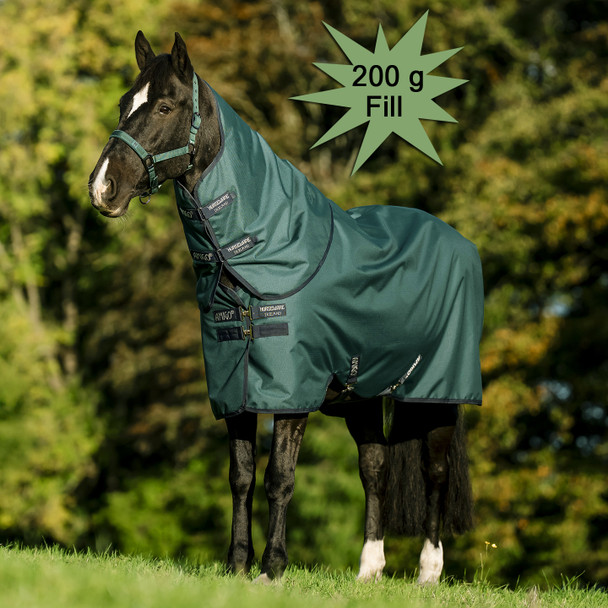 Amigo Ripstop 900D Pony PLUS Turnout, 200g, Dynasty Green/Navy & Silver, 48"-69"