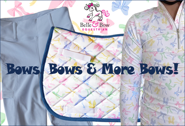 Belle & Bow spring 2026 collection with pastel colors and bows, perfect for young riders.