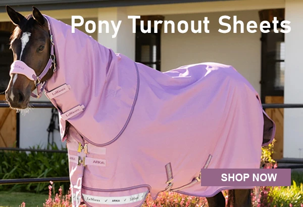 Pony turnout sheets from mini to large pony, with and without neck covers,  including Amigo, Rhino, Rambo, LeMieux and Shires . Protect your pony now! 