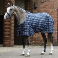 Saxon 1200d PP Medium Stable Blanket , Navy Plaid, 48" - 69"