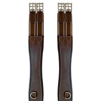 Belle & Bow Fancy Stitched Padded Leather Girth, 2-End Elastic, 32" - 48"