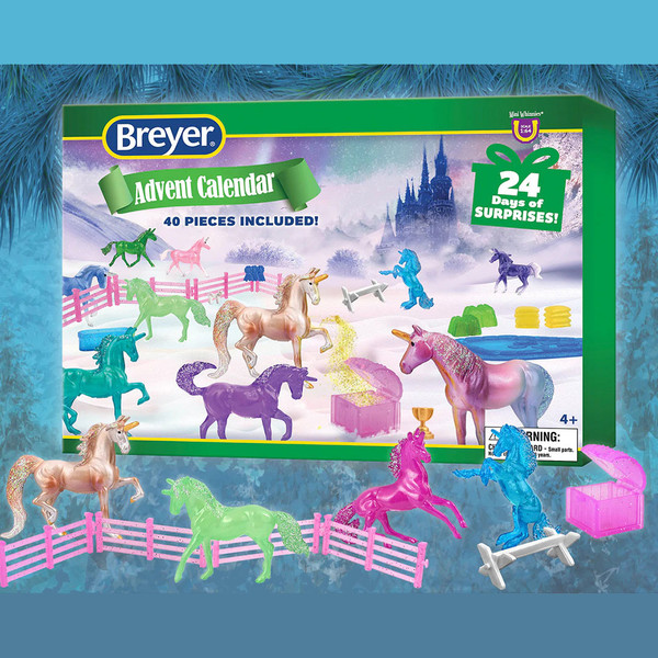Calendario Dell'Avvento Breyer 24 Giorni – 40 Pezzi Tra Cavalli Mini Whinnies, Unicorno, Accessori – Modellini Fatti A Mano