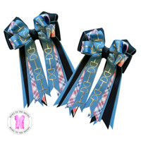 Bows to the Shows, Blue Bits with Pink Plaid & Navy Ribbons