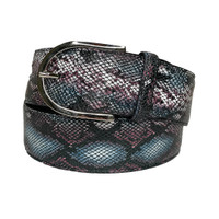 The Tailored Sportsman  Snakeskin Belt, Black/Boysenberry/Blue with Silver Buckle
