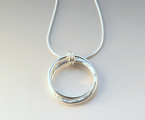 Sterling Silver Double Ring Pendant - Small