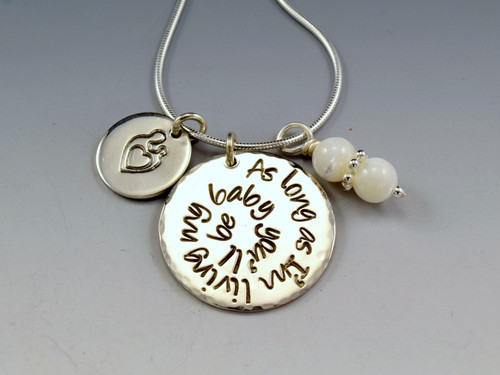 'As long as I'm living...' Hand-stamped Pendant