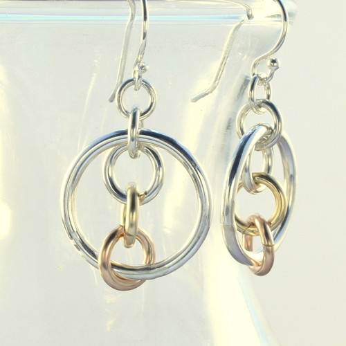 Sterling Silver/14k Yellow & Rose Goldfill Drop Earrings
