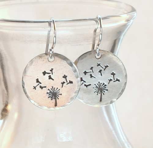 Sterling Silver Dandelion Earrings - Round
