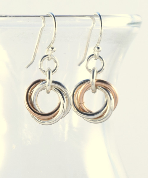 Sterling Silver/14k Rose Goldfill Flower Earrings