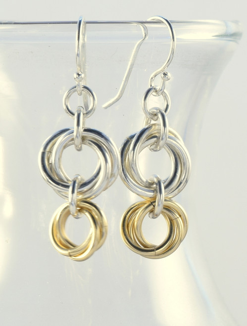 Sterling Silver/14k Rose Goldfill Double Flower Earrings