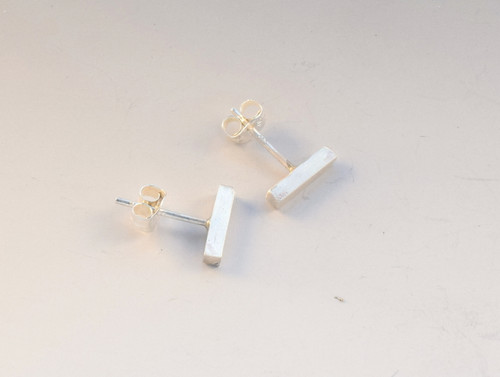 Sterling Tiny Bar Stud Earrings
