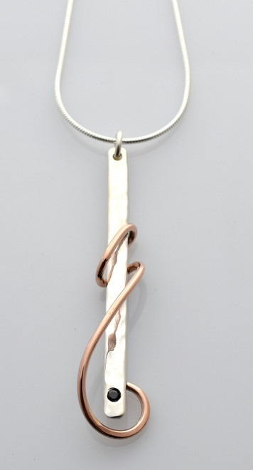 'Ripples' Sterling Silver/14k Rose Goldfill Wrap Pendant with Gemstone