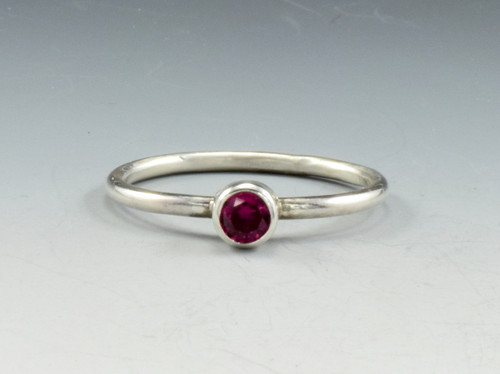 Sterling Silver 4mm Rhodolite Garnet Stacking Ring size 10
