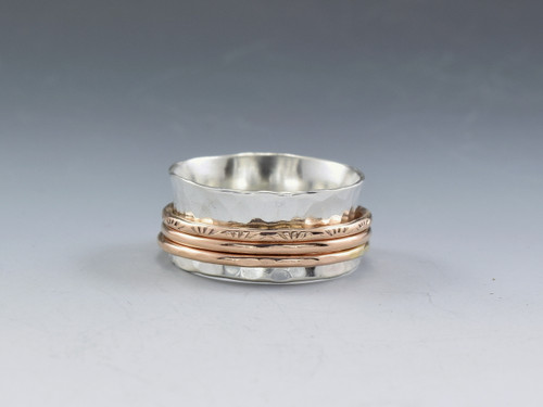 Sterling Silver/14k Rose Goldfill Spinner Ring size 8