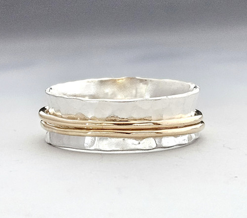 Sterling Silver/Yellow Gold Spinner Ring -Narrow