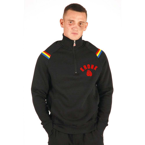 KRONK ONE COLOUR GLOVES QUARTER ZIP TRACK TOP SWEATSHIRT