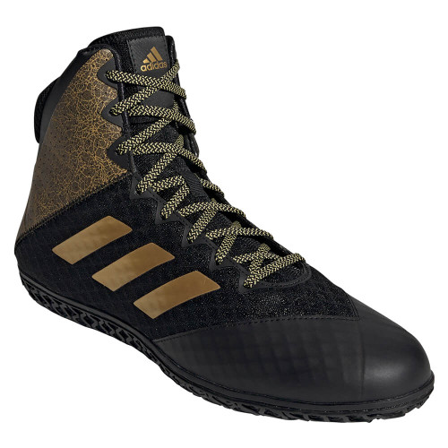 adidas Men's Mat Wizard Hype Wrestling Shoes (7.5, Black/Gold