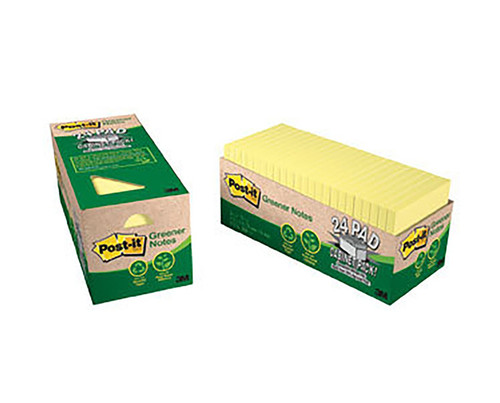 Post-It Greener Notes Canary Yellow 76x76mm Cabinet 24/Pk
