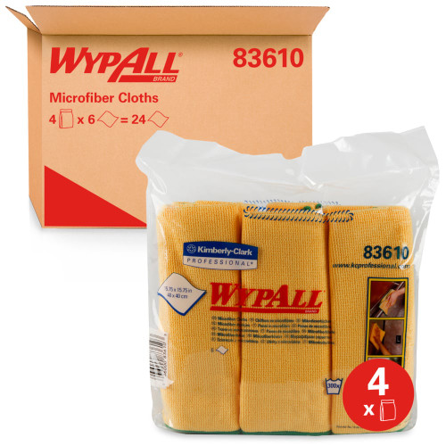 WYPALL® Microfibre Cloths Yellow 6/Pk 4/Ctn