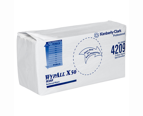 WYPALL® X50 Reinforced Single Blue Wipers 75/Box 8/Ctn