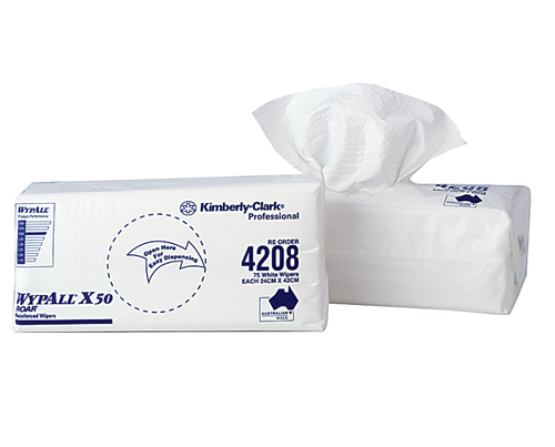 WYPALL® X50 Reinforced Single White Wipers 75/Box 8/Ctn