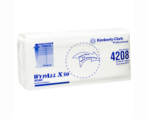 WYPALL® X50 Reinforced Single White Wipers 75/Box 8/Ctn