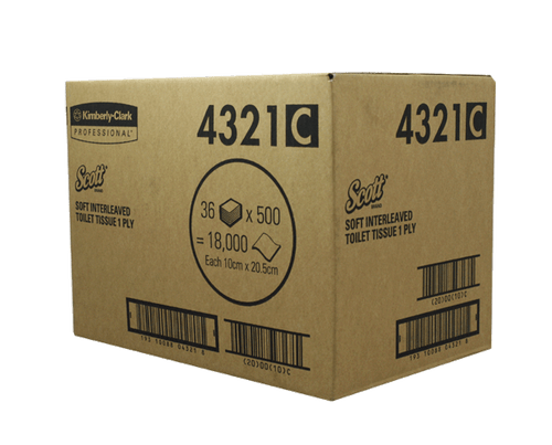 SCOTT® Soft Interleaved Toilet Tissue White 500/Pk 36/Ctn