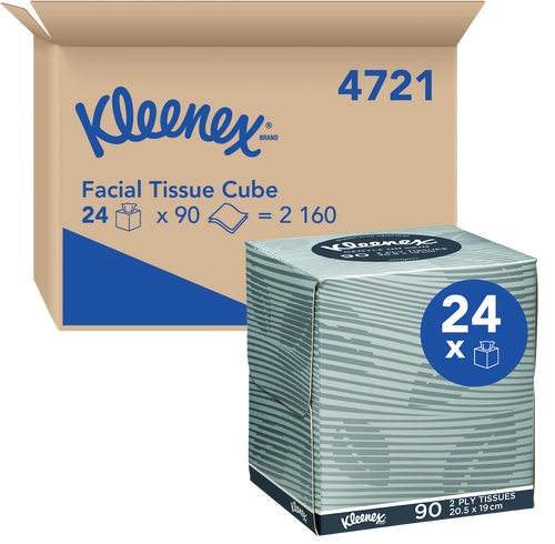 KLEENEX® Facial Tissue Cube 2 Ply 90/Box 24/Ctn