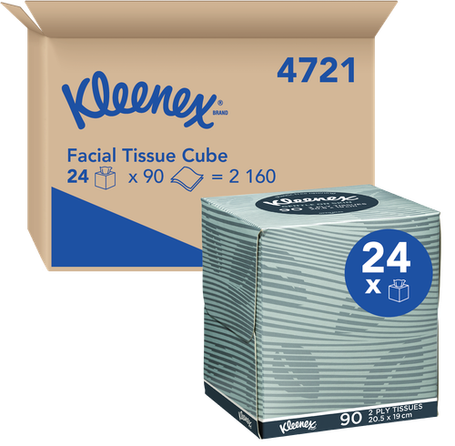 KLEENEX® Facial Tissue Cube 2 Ply 90/Box 24/Ctn