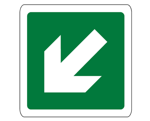 Sign PVC - Exit - Arrow Down Left - 200x200mm