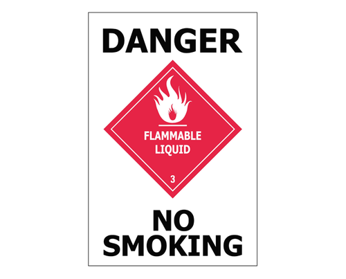 Sign ACM - Danger Flammable Liquid - No Smoking - 480x600mm