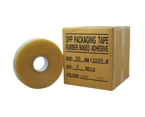 Machine Tape Nat Rubber Adhesive - Clear - 48mmx1000m - 6/Ct
