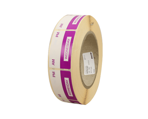 Label Removable Day Wednesday - Purple - 1000/Roll
