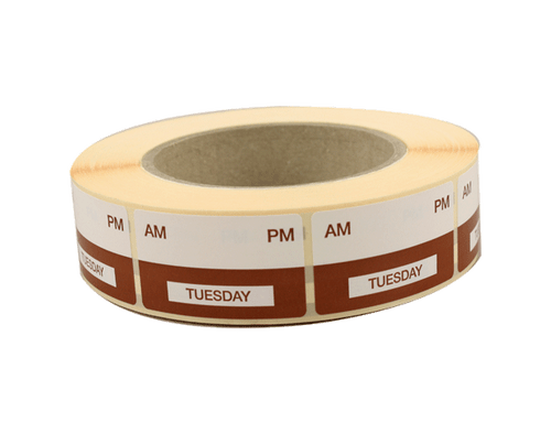 Label Removable Day Tuesday - Brown - 1000/Roll