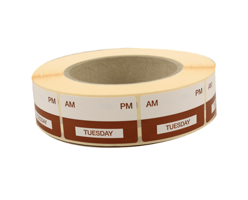 Label Removable Day Tuesday - Brown - 1000/Roll