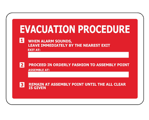 Sign ACM - Evacuation Procedure - 450x300mm