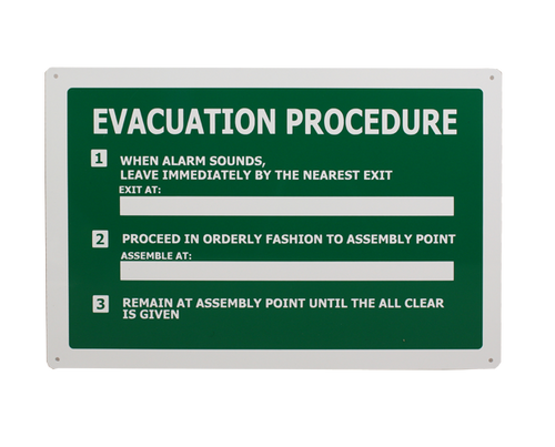 Sign ACM - Evacuation Procedure - 450x300mm